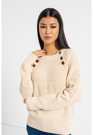 Пуловер с памук и декоративни копчета