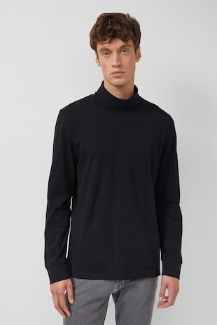 s.Oliver Bluza uni de bumbac cu guler inalt