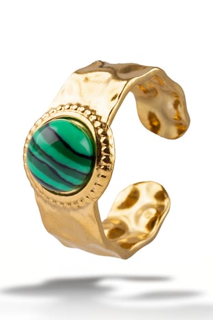 Marc Malone Inel cu piatra placat cu aur de 18K, Auriu/Verde aquamarin