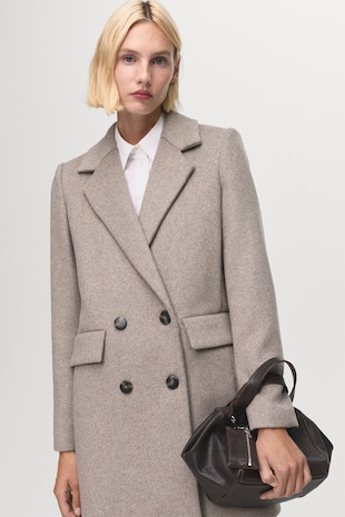 Dupla gombsoros gyapjútartalmú kabát