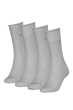 CALVIN KLEIN Set de sosete lungi cu aspect stralucitor - 4 perechi, Gri inchis