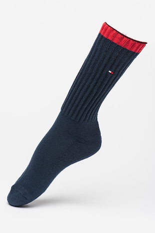 Tommy Hilfiger Sosete lungi cu detaliu contrastant, Bleumarin