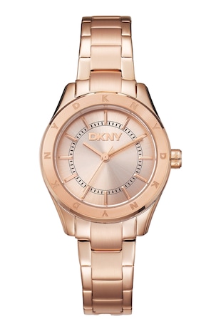 DKNY Ceas analog cu bratara metalica, Auriu rose