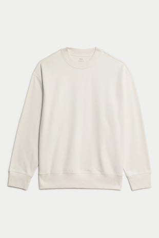 Marks & Spencer Bluza de trening din bumbac cu decolteu la baza gatului, Alb murdar