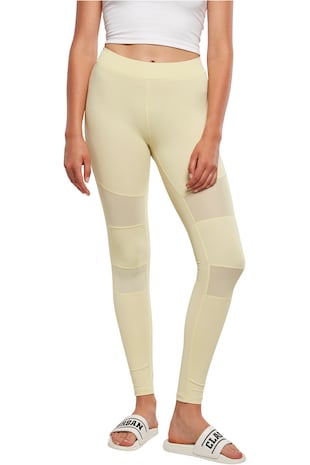 Urban Classics Colanti cu segmente din plasa si talie inalta, Galben/Galben pal