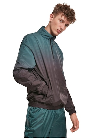 Urban Classics Bluza de trening cu decolteu cu fermoar scurt, Negru/Albastru petrol