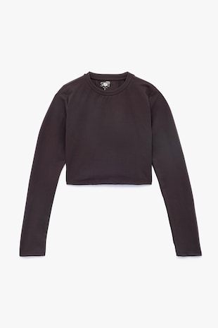 KOTON Bluza crop cu decolteu la baza gatului, Violet pruna