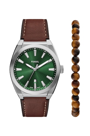 Fossil Set de ceas si bratara - 2 piese, Maro