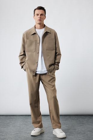 KOTON Pantaloni drepti uni, Maro camel