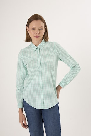 Felix Hardy Camasa regular-fit cu model in carouri, Alb/Verde menta