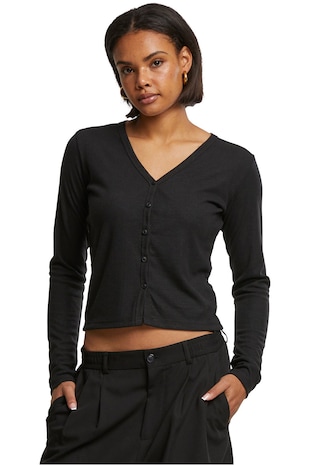Urban Classics Cardigan ci nasturi si decolteu in V, Negru
