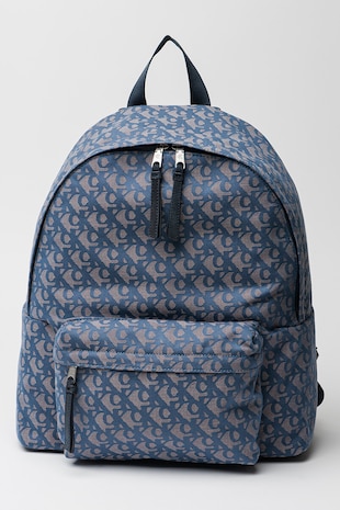 CALVIN KLEIN JEANS Rucsac cu model si buzunar exterior, Albastru prafuit/Bej