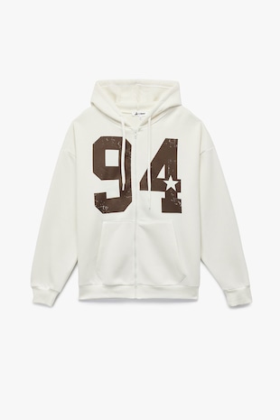 Kapucnis mintás pulóver húzózsinórral, Sötétbarna, Törtfehér,