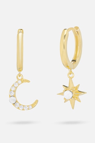Mek's Jewels Cercei drop rotunzi din argint veritabil, Auriu