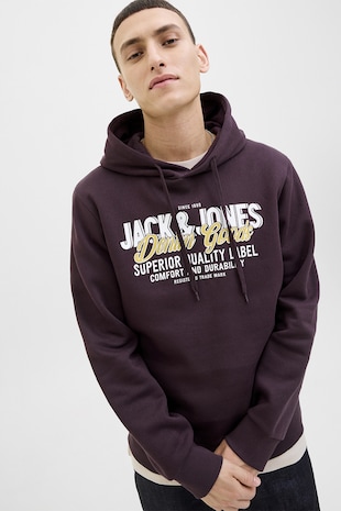 Jack & Jones Hanorac din amestec de bumbac organic cu logo, Alb/Galben/Violet prafuit