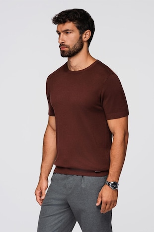 OMBRE Tricou tricotat fin, Maro cognac