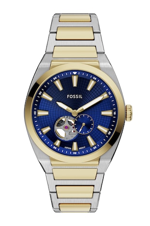 Fossil Colier automatic de otel inoxidabil Everett, Argintiu/Auriu