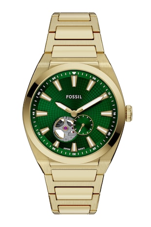 Fossil Colier automatic de otel inoxidabil Everett, Auriu