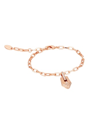JUST CAVALLI Bratara decorata cu talisman cu cristale, Auriu rose