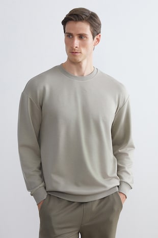 LC WAIKIKI Bluza de trening uni cu maneci cazute, Gri deschis
