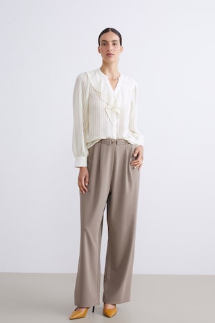 LC WAIKIKI Pantaloni cu croiala ampla si pliuri, Maro taupe
