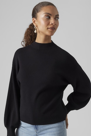 Vero Moda Pulover cu maneci bufante, Negru