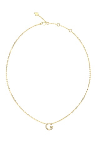 GUESS Colier ajustabil cu pandantiv logo, Auriu