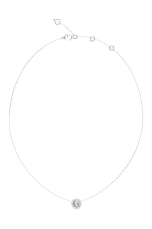 GUESS Colier ajustabil cu pandantiv logo, Argintiu