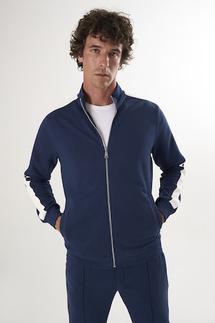 Felix Hardy Bluza de trening din bumbac cu fermoar, Bleumarin