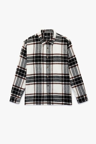 KOTON Jacheta-camasa regular fit in carouri, Alb/Negru/Maro