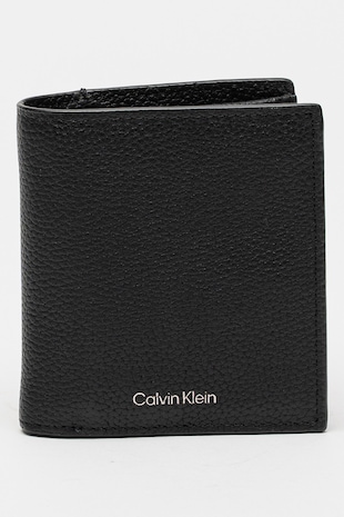 CALVIN KLEIN portofel de piele cu logo, Negru