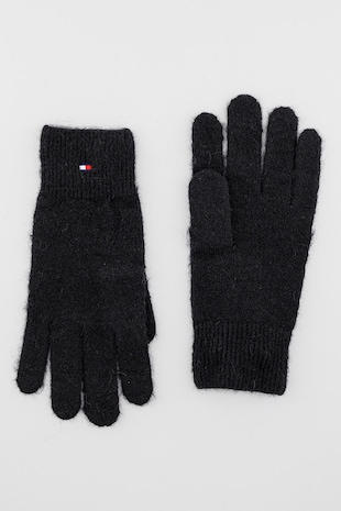 Tommy Hilfiger Manusi uni din amestec de lana, Negru