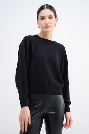 Vero Moda Pulover cu insertii de lurex Happy, Negru/Argintiu
