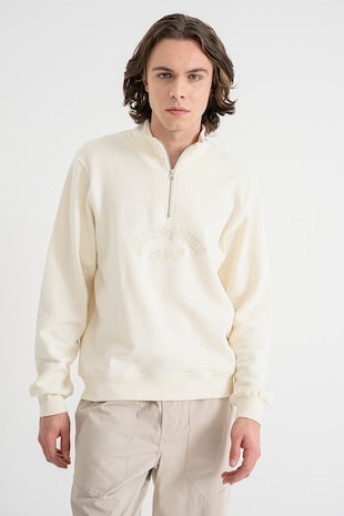 Jack & Jones Bluza de trening cu fenta cu fermoar Bleecker, Crem