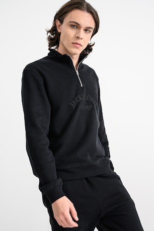Jack & Jones Bluza de trening cu fenta cu fermoar Bleecker, Negru