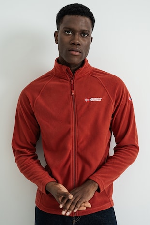 Geographical Norway Bluza de trening cu fermoar si logo Tug, Rosu stins