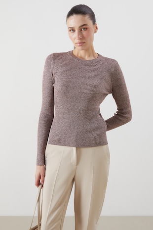 LC WAIKIKI Pulover slim fit cu aspect stralucitor, Grej