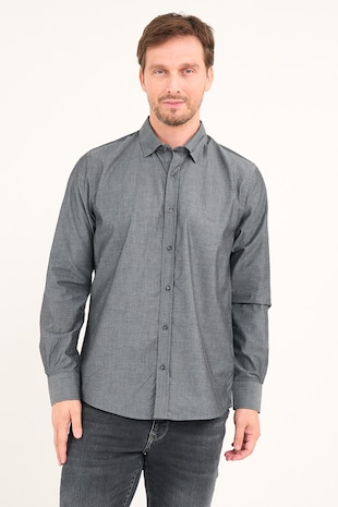 Lee Cooper Camasa relaxed fit de bumbac, Negru stins