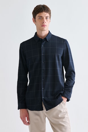 LC WAIKIKI Camasa regular fit in carouri, Bleumarin