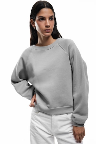 KOTON Bluza de trening cu maneci raglan, Gri cenusiu