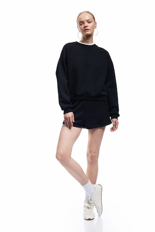 KOTON Bluza de trening cu maneci raglan, Negru