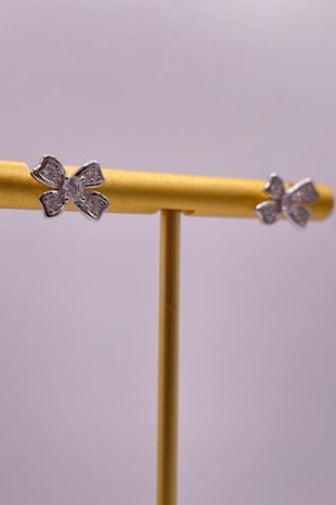 Steliani Cercei din argint in forma de funda si pietre zirconia, Lila