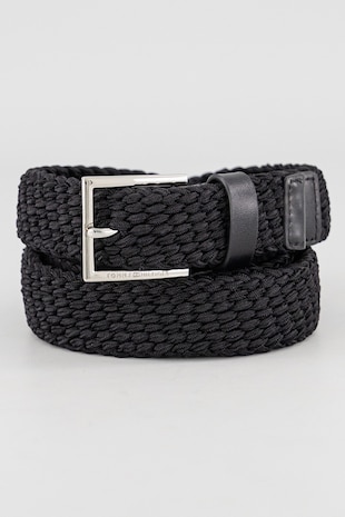 Tommy Hilfiger Curea din piele cu model tesut, Negru