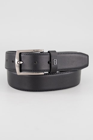 Tommy Hilfiger Curea din piele cu aplicatie logo discreta, Negru
