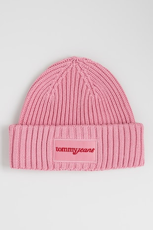 Tommy Jeans Caciula elastica cu aplicatie logo Script, Roz prafuit