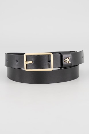 CALVIN KLEIN Curea de piele cu logo, Negru stins