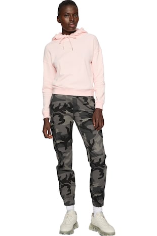 Urban Classics Hanorac din amestec de bumbac cu maneci cazute, Roz pastel
