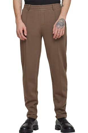 Urban Classics Pantaloni de trening cu croiala conica si talie elastica, Maro