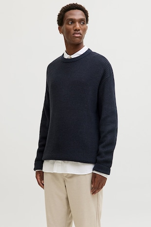 Jack & Jones Pulover cu maneci cazute si decolteu la baza gatului, Albastru ultramarin