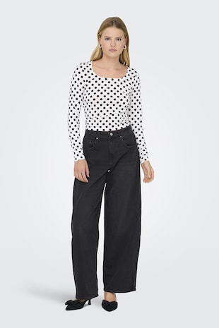 Only Blugi cu croiala ampla, Negru stins
